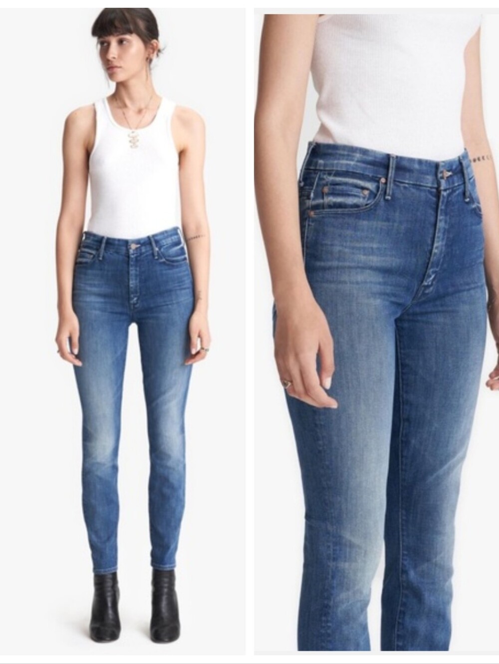 MOTHER The Looker Ankle High-Rise Skinny Jeans Double Shot Espresso Women's 32
